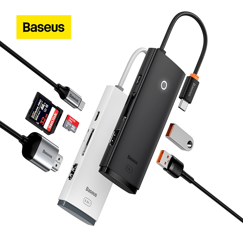 Đế Sạc Baseus USB Type-C 100W 4K HD USB 3.0 4 / 5 / 6 Trong 1 Cho Máy Tính Laptop MacBook Pro Air C