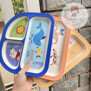 Khay ăn dặm 3 ngăn sợi tre Hermon cho bé