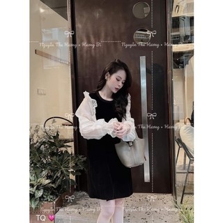 Váy nhung xuông tay bèo xinh xắn Hương Bi