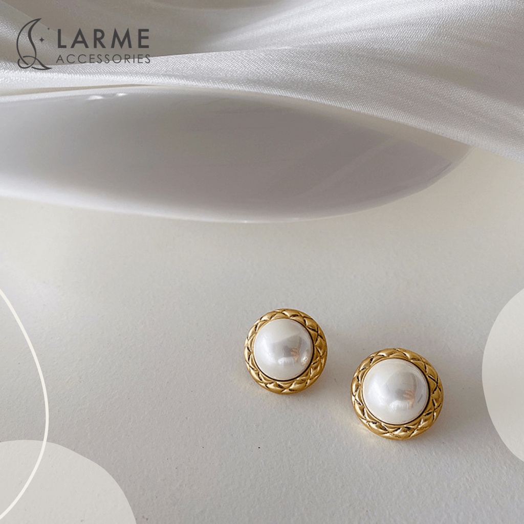 Khuyên tai nữ tròn phong cách cổ điển vintage Larme accessories -KT0213
