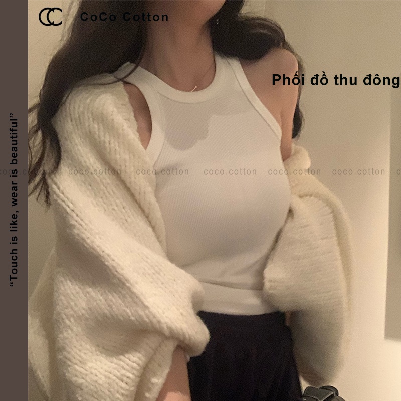 Áo ba lỗ croptop nữ COCOCOTTON cao cấp CC09