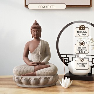 Tượng phật thích ca mâu ni ngự đài sen nhà mình, tượng phật thích ca đặt thờ, tượng thích ca gốm