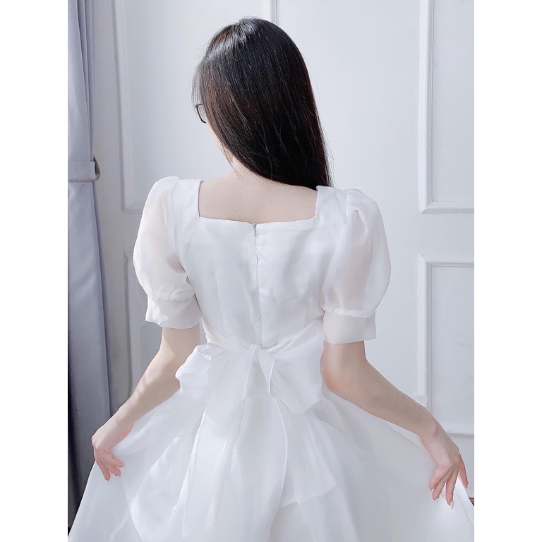 SIÊU SALE ĐẦM VOAN XỐP NƠ LƯNG THIẾT KẾ ĐƠN GIẢN ĐẦM XÒE XINH XẮN KHI ĐI CHƠI , DỰ TIỆC UP SHOP HHP