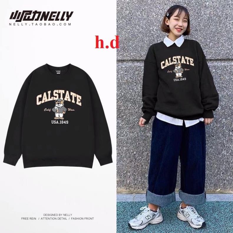 Áo Sweater cổ tròn dài tay calstatein thun hoodie form rộng UlzzangChất nỉ cotton đẹp Không Bai xù Trend