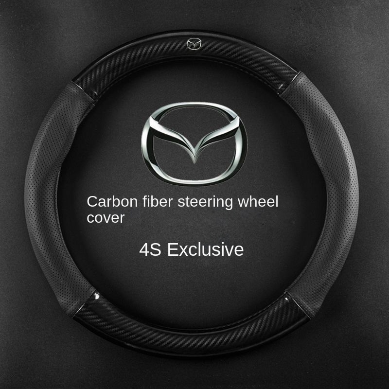 Vỏ Bọc Vô Lăng Xe Hơi Mazda 2 3 6 CX3 CX5 Bằng Sợi Carbon 38cm