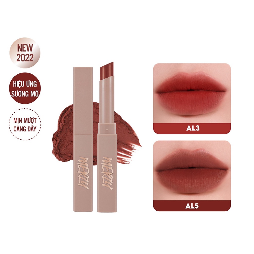 Son thỏi lì, mịn nhẹ Merzy Academia Cotton Lipstick 1.8g