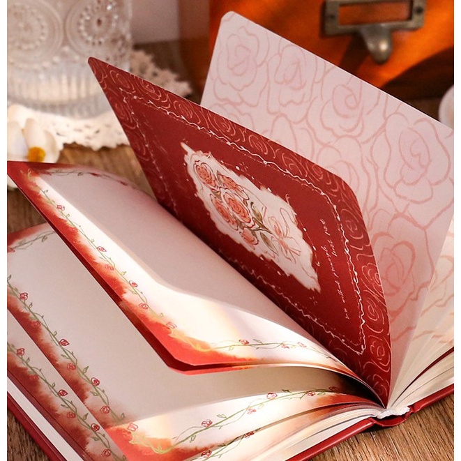 Sổ Tay Vintage Họa Tiết Hoa Hồng