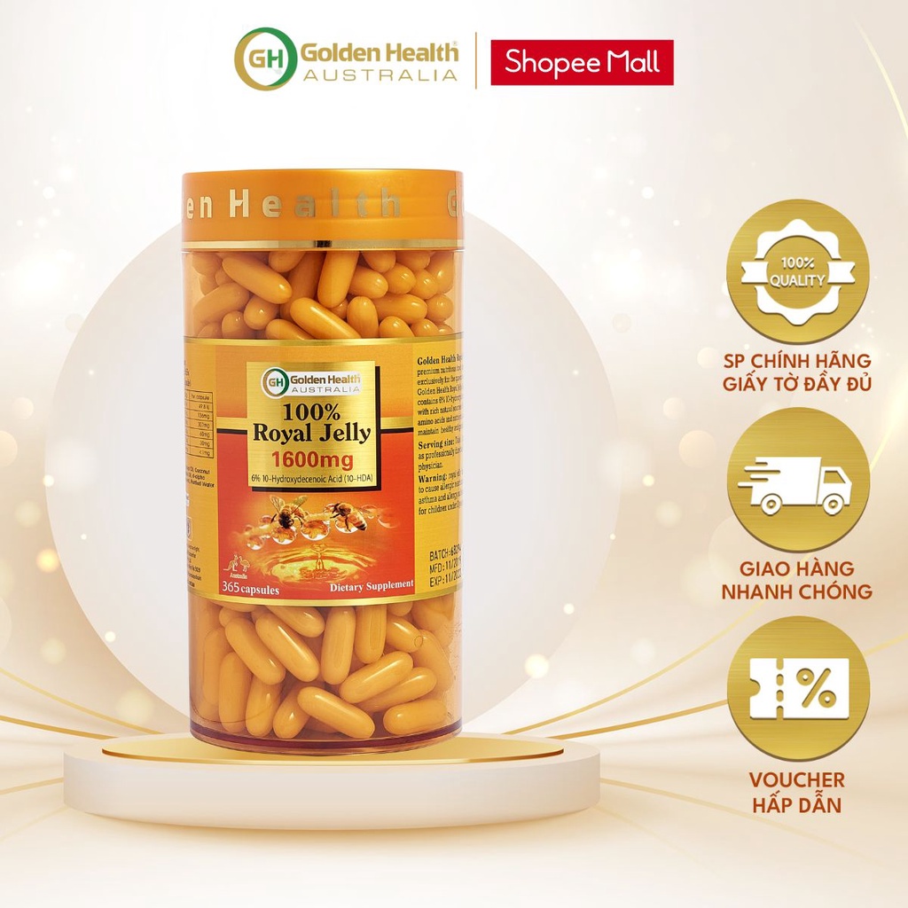 [GOLDEN HEALTH] Viên sữa ong chúa - Royal Jelly 1600mg hộp 365 Viên