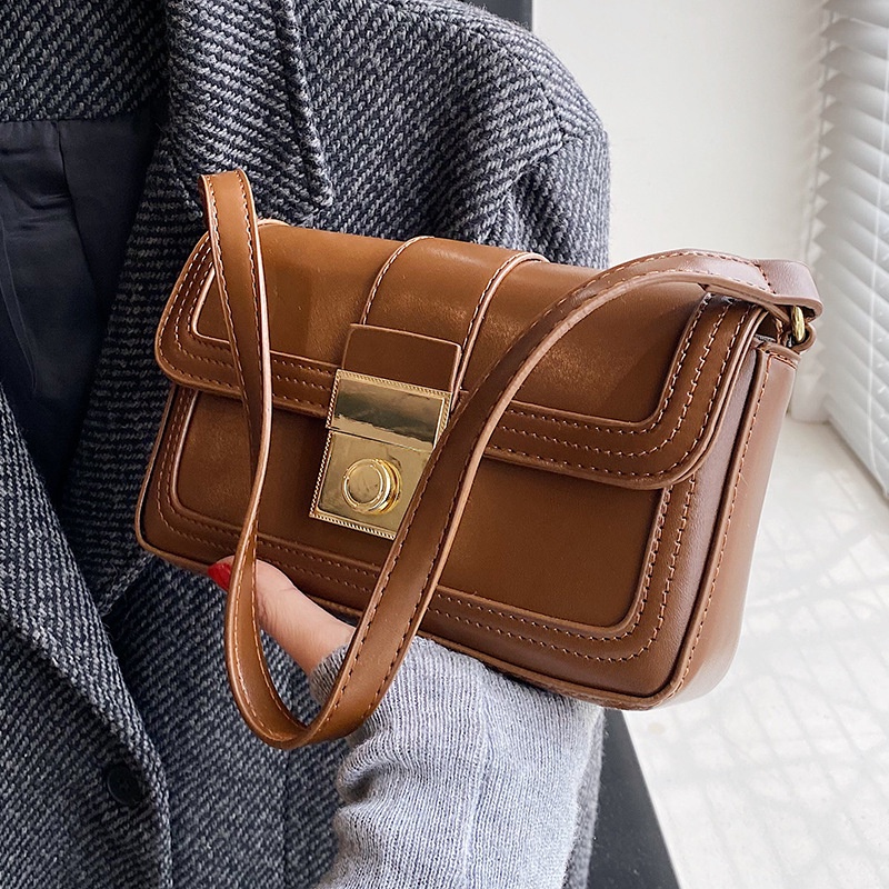 Túi Đeo Chéo Hình Vuông Nhỏ Màu Kaki Phong Cách Hàn Quốc Dễ Phối Đồ Thời Trang Cho Nữ