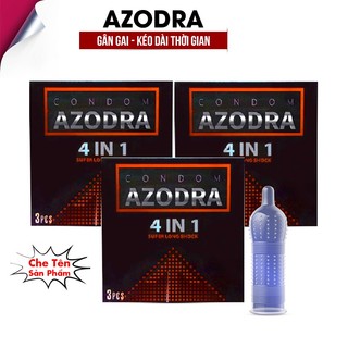Bao Cao Su Azodra 4 In 1 Chính Hãng Thái Lan (Hộp 3 Bao)- Bcs Siêu Mỏng Chống Xuất Tinh Sớm Kéo Dài Cuộc Yêu