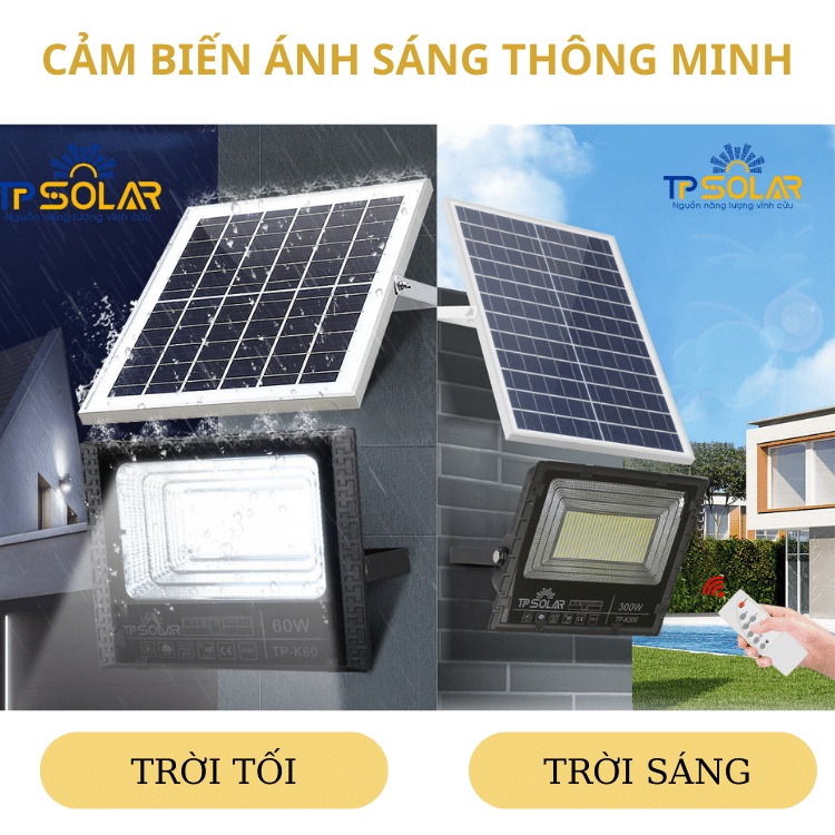 Đèn Pha Led Năng Lượng Mặt Trời TP Solar Công Suất 500W TP-K500 Công Suất Lớn, Chống Lóa, Độ Bền Cao