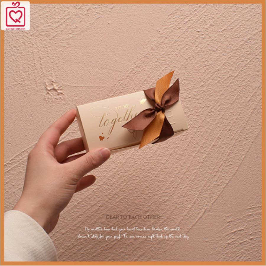 Hộp quà nơ đôi hai màu hình chữ nhật, dễ thương tặng Giáng sinh, hộp đựng quà nhỏ H18