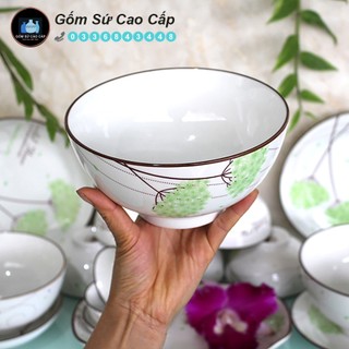 Bộ bát đĩa xánh lá lẻ bát tràng cao cấp