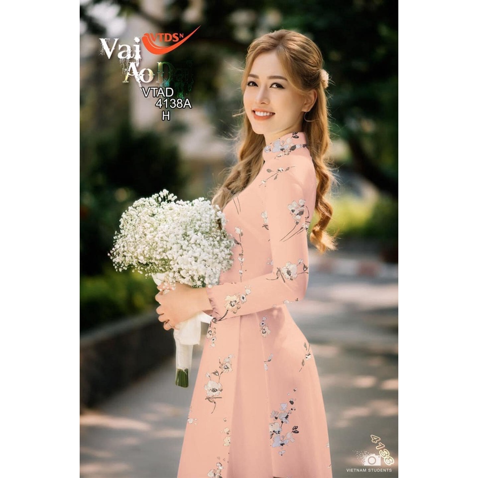 Vải may áo dài mẫu hoa nhí trẻ trung, quá thướt tha dịu dàng, vải đẹp hàng loại 1 gồm vải áo và vải quần