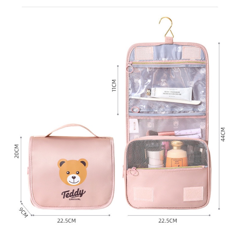 Túi Đựng Đồ Trang Điểm Chống Thấm Nước Họa Tiết Đầu Gấu Dễ Thương