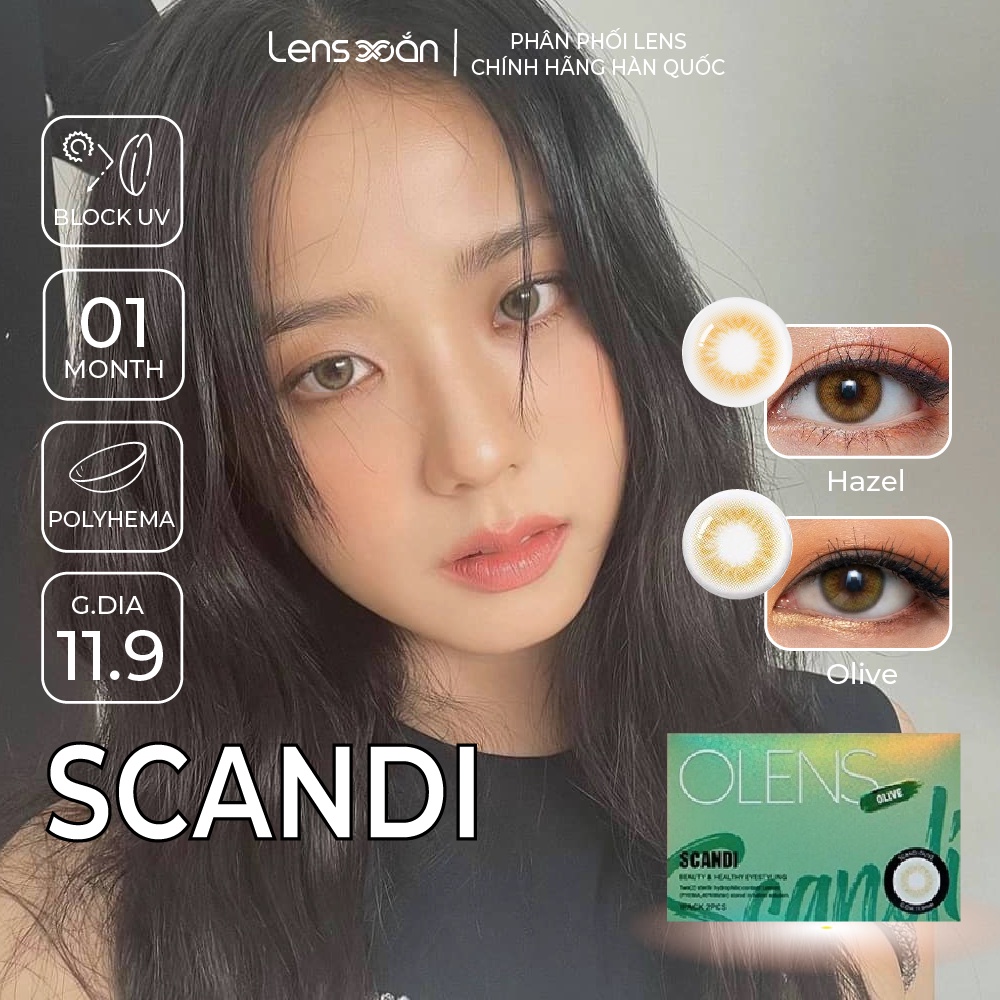 Kính áp tròng cận 1 tháng LENS XOẮN tinh tế lens hàn quốc tự nhiên tone sáng nhẹ OLENS SCANDI HAZEL, OLIVE