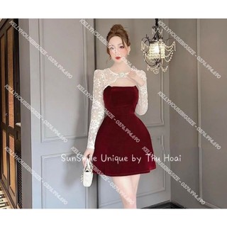 [Hàng Có Sẵn] Bigsize Đầm Nhung Ren Tay Dài (Từ 55kg đến 90kg)