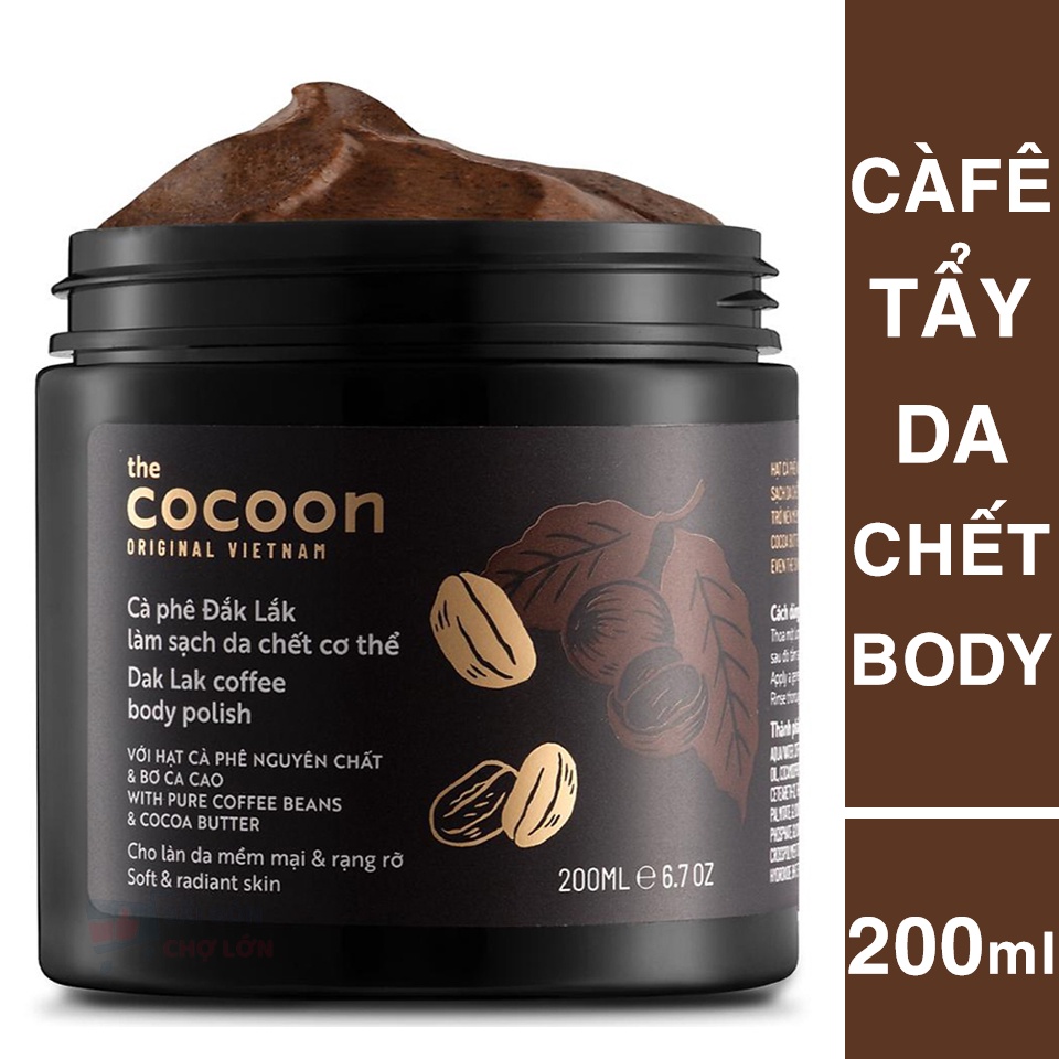 Tẩy da chết cocoon toàn thân cà phê Dak Lak giúp da mềm mịn trắng sáng 200ml