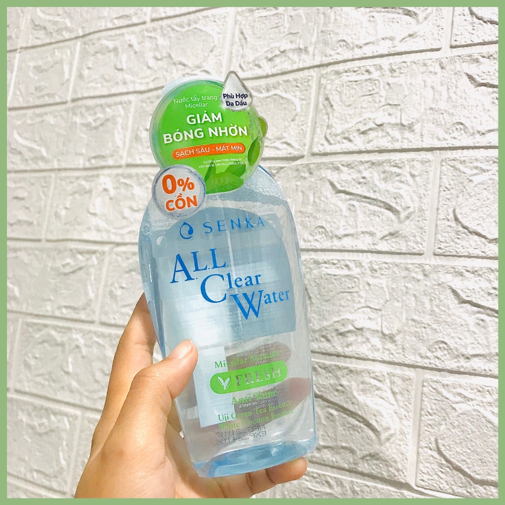 Nước tẩy trang Micellar Senka ALL Clear Water Fresh, màu xanh
