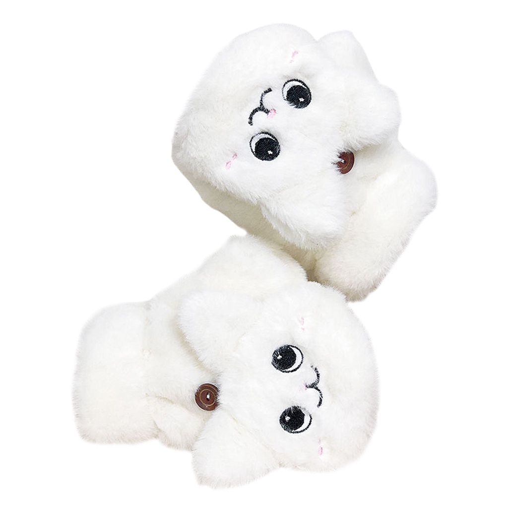 1 Đôi Găng Tay Lông Xù Dày Hai Lớp Hở Ngón Giữ Ấm Mềm Mại Họa Tiết Mèo Hoạt Hình Dành Cho Nữ Dùng Trong Văn Phòng