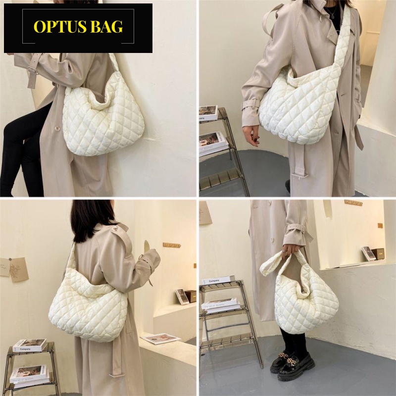 Túi Tote Đeo Dưới Cánh Tay Optusbag Bằng Cotton Họa Tiết Kẻ Sọc Nhiều Màu Sắc Thời Trang Mùa Đông Cho Nữ