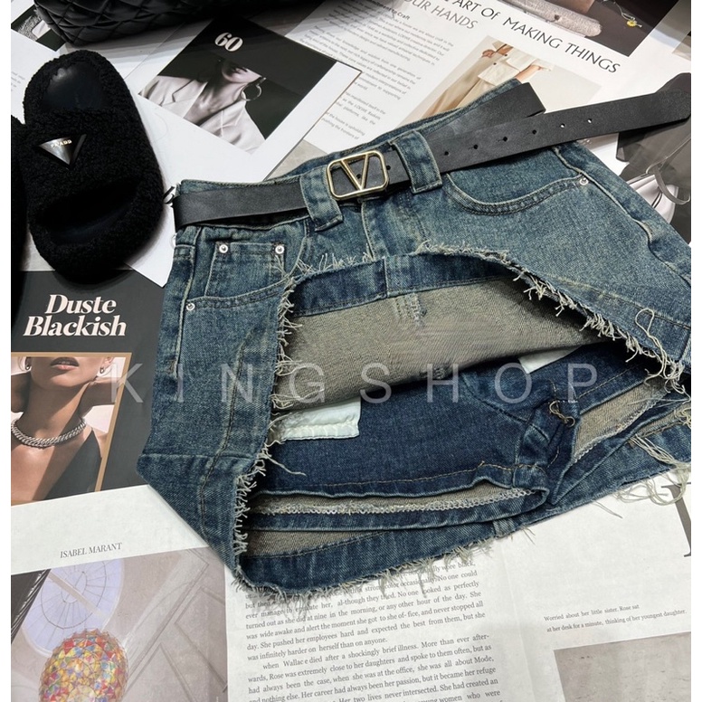 Áo Phông Mix Chân Váy Jean rách Siêu Hot L1