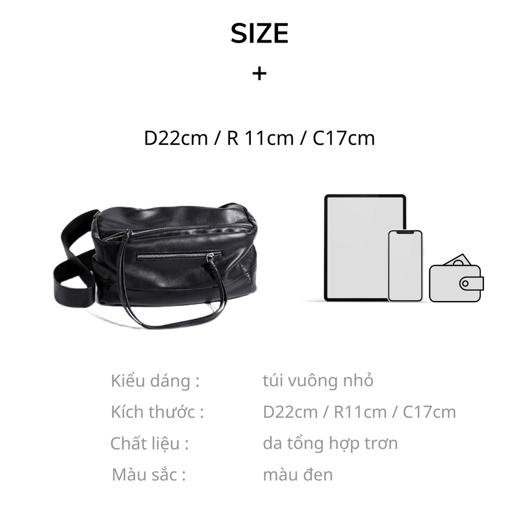 Túi đeo chéo đeo vai nam nữ da pu dày dặn chống thấm nước cỡ lớn ngăn rộng tiện ích đa năng phong cách hàn ARTW TDC008