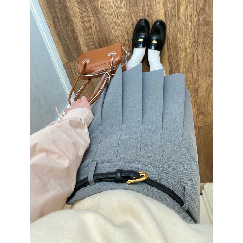 Set Áo Sơ Mi Trơn Màu + Áo Khoác Ghi Lê + Chân Váy Xếp Ly Thời Trang Dành Cho Nữ