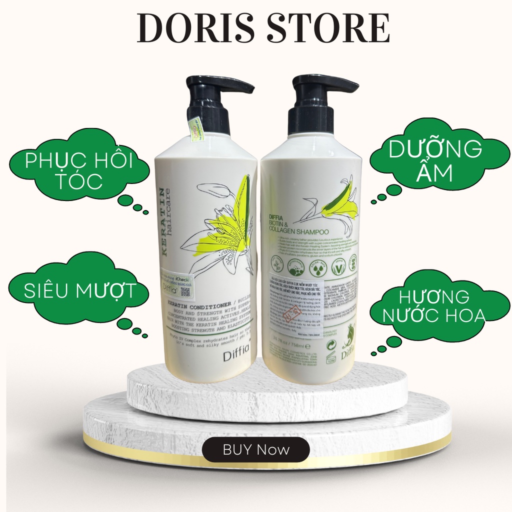 Dầu Gội Xả Keratin Evuar Haircare 758ml * 2 Kiềm Dầu Phục Hồi Tóc Hư Tổn Nặng Giữ Màu Tóc Siêu Mượt Chính Hãng