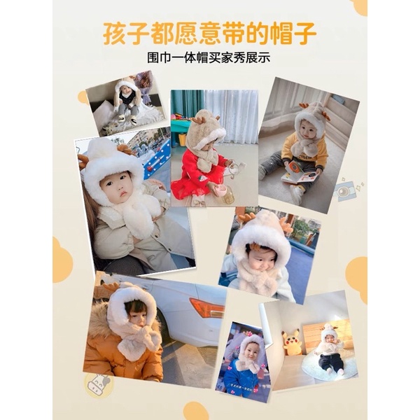 MŨ LÔNG KÈM KHĂN VỊT DỄ THƯƠNG CHO BÉ