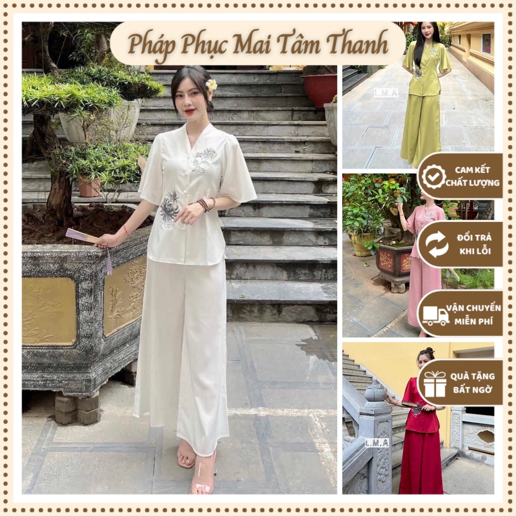 CÁNH TIÊN THUÊ HỌA TIẾT CÚC THÊU, CỔ TIM, TAY LOE DÀI, CÚC CÀI TRƯỚC