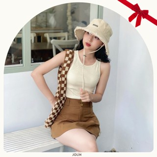 JOLIN | Áo thun gân ba lỗ co giãn dáng dài nhiều màu sắc