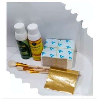 Combo dát vàng dát bưởi, dát dừa gồm 500 lá vàng a nhật siêu bóng đẹp đầy đủ phụ kiện