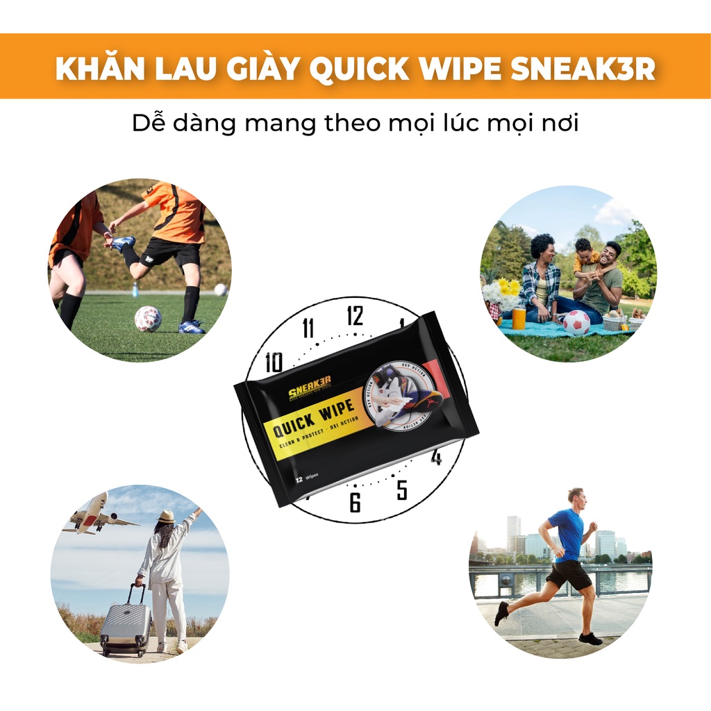 Gói Khăn Lau Vệ Sinh Giày Nhanh Quick Wipe Sneak3r 12c KLG01