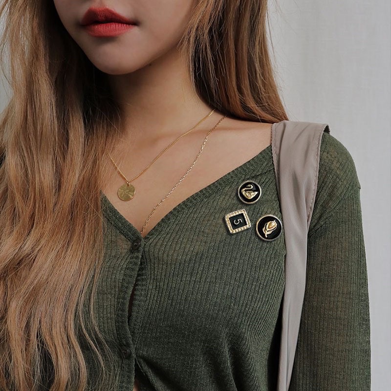 Sét 10 cái khuy cài áo màu đen phong cách thời trang