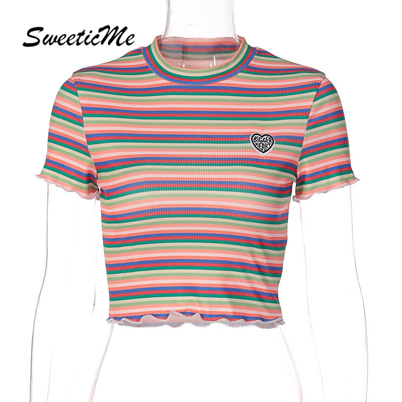 Áo Thun Tay Ngắn Dáng Ôm Phối Màu Tương Phản Thời Trang   Cho Nữ