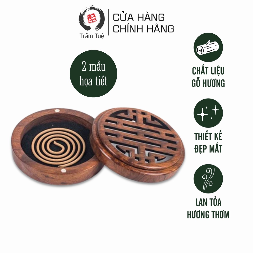 Hộp đốt trầm khoanh thư giãn chất liệu gỗ hương nhỏ gọn và tiện dụng
