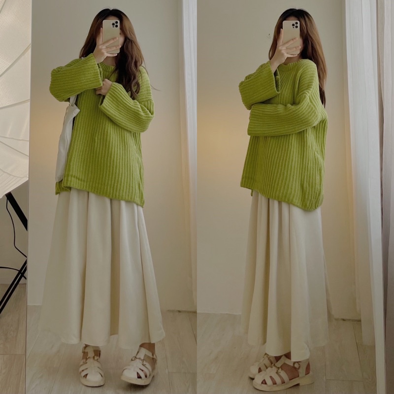 Áo len oversize dáng rộng cổ tròn 181