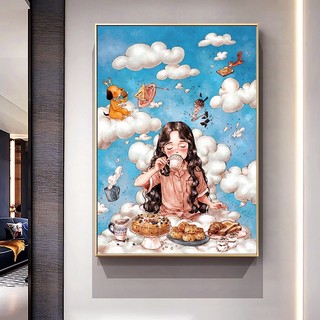 Tranh chữ thập thêu kín cô gái chibi DX1075, kích thước 70*50 cm