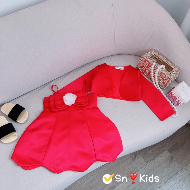 Set váy kèm áo tafta 2 lớp cho bé gái