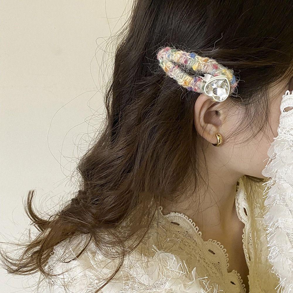 TWINKLE Kẹp Tóc Đính Đá Hình Trái Tim Dễ Thương Cho Nữ