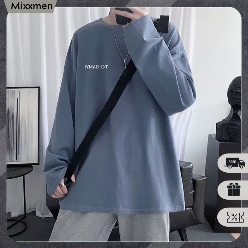 Áo Thun Nam Dài Tay Cổ Tròn Form Rộng Họa Tiết In Chữ TOBANYI Thời Trang Mixxmen TOP NAM 238