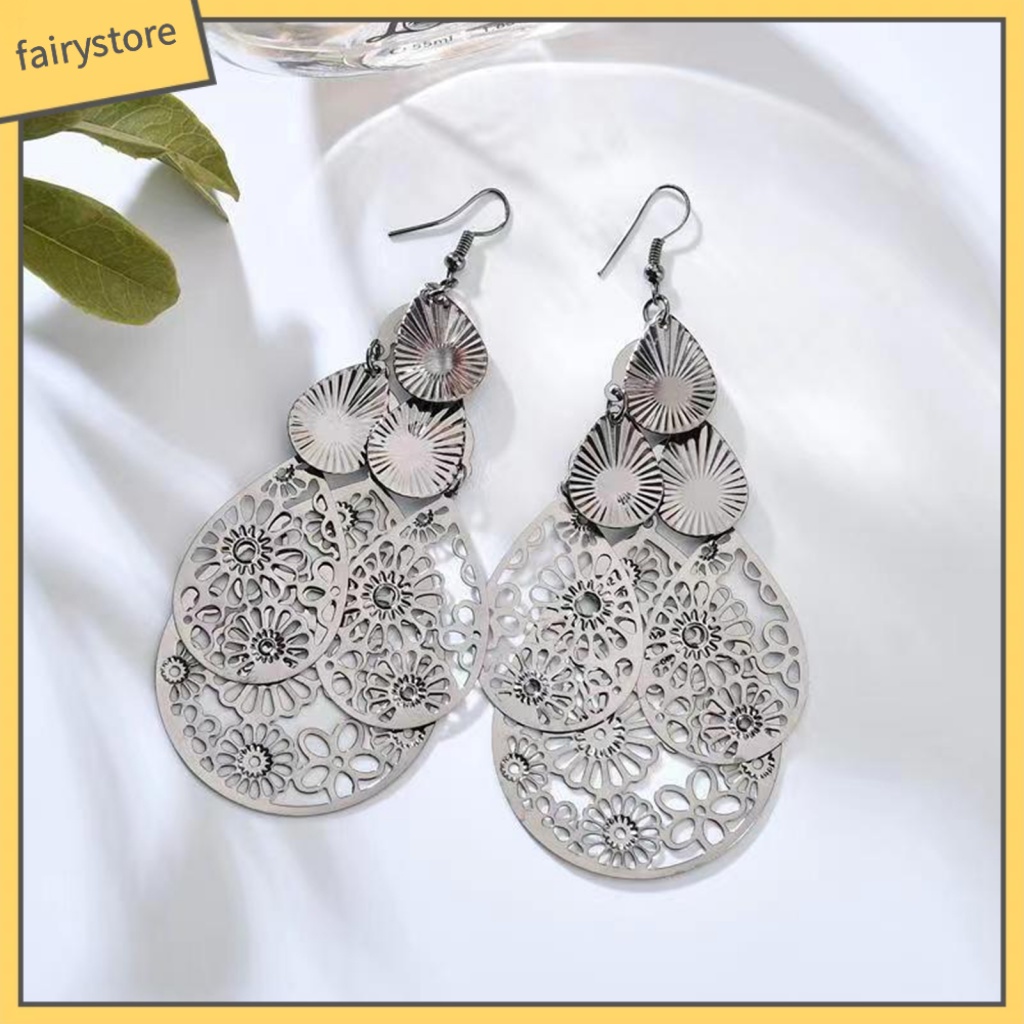 Cửa Hàng Cổ Tích| 1 Đôi Bông Tai Móc Hình Giọt Nước Màu Bạc Thời Trang Không Gây Dị Ứng Dành Cho Nữ