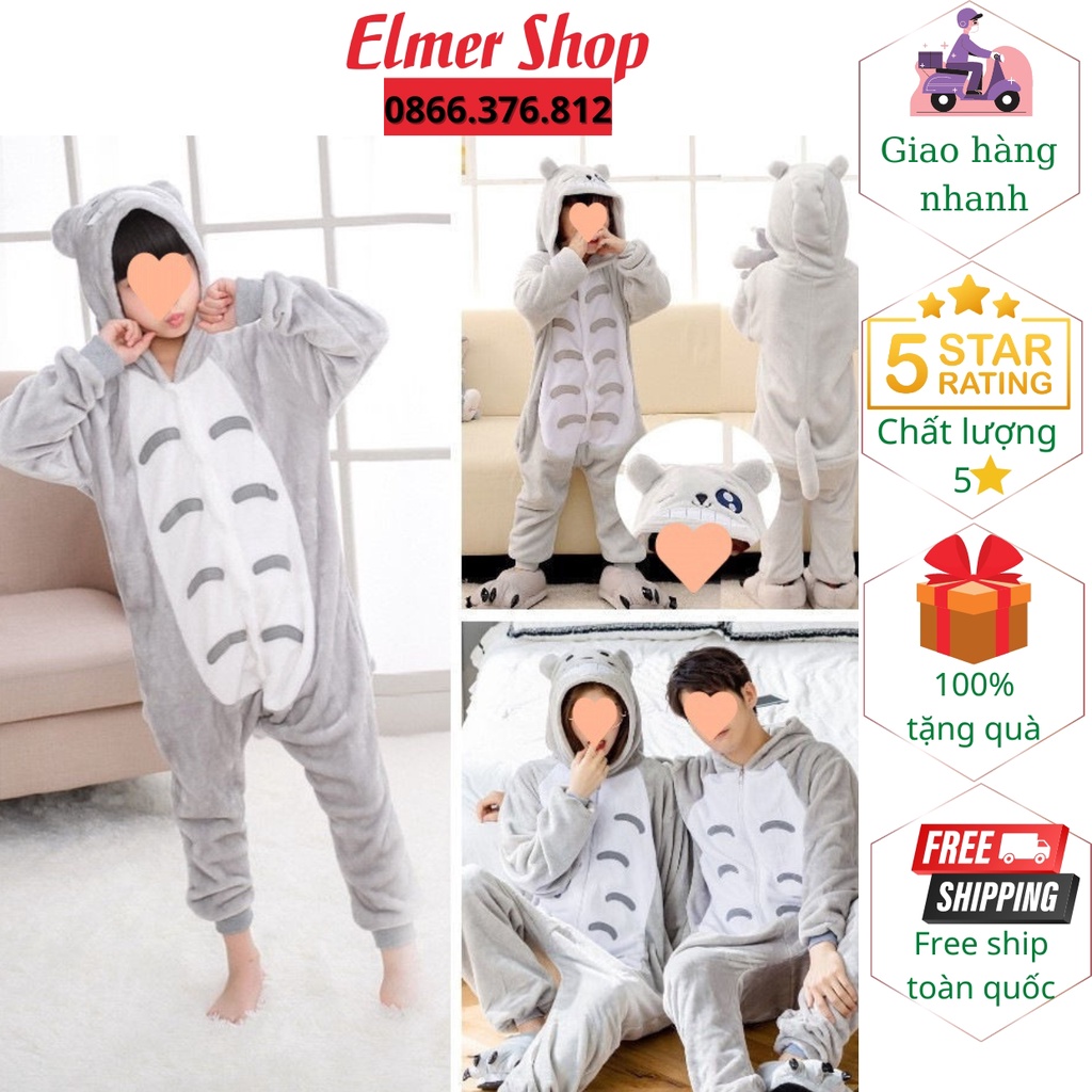 Bộ đồ hình thú cho bé và người lớn Elmer Shop BDTKL04, quần áo mèo Toroto cosplay hoạt hình nhiều màu sắc dễ thương