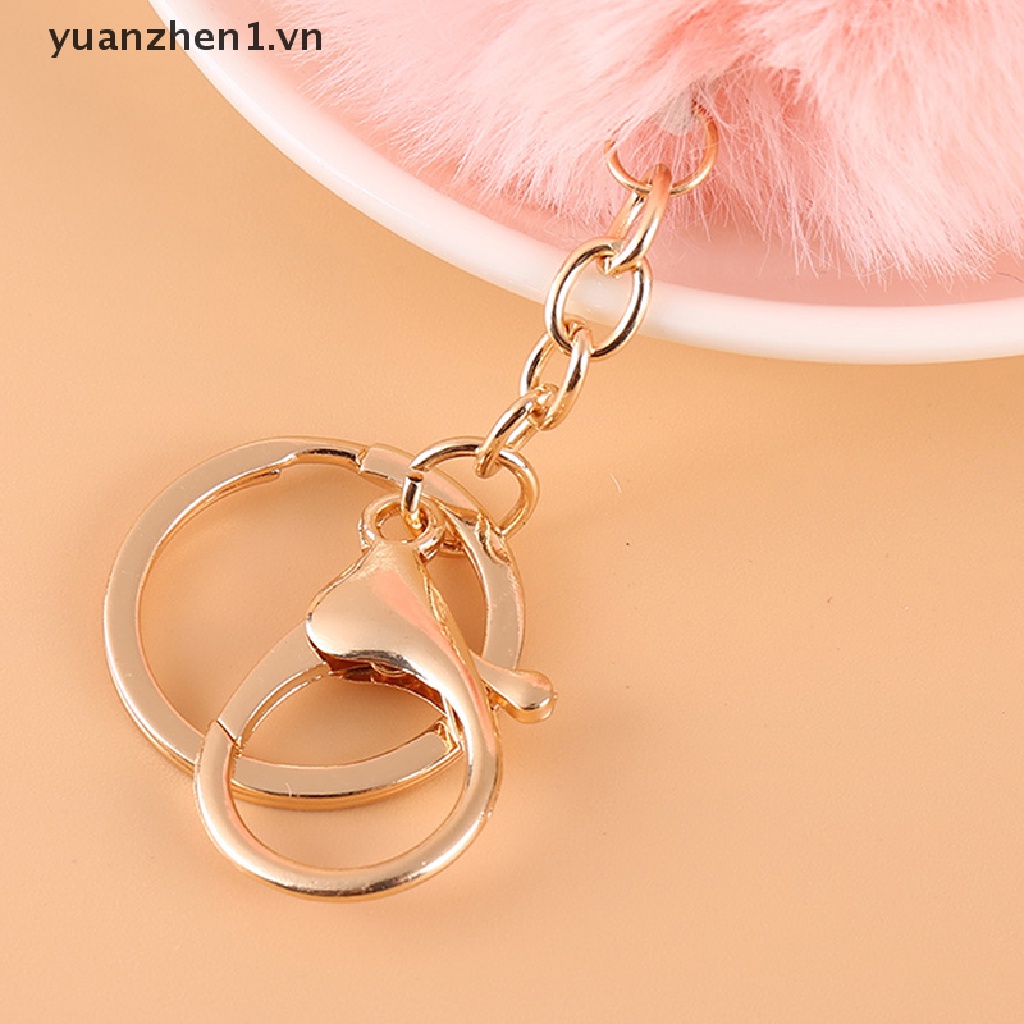 1 Dây Móc Khóa Lông Thỏ Giả 8.5cm Màu Vàng Kim Gắn Túi Xách