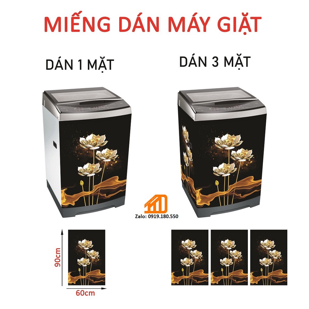 Decal dán máy giặt SEN VÀNG  - KT  cm