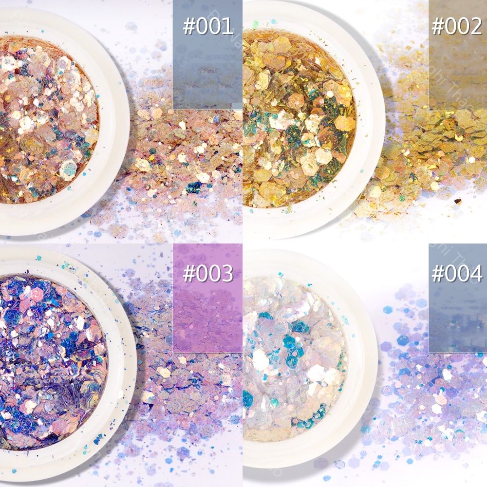 Nhũ kim tuyến nail NGHI THẢO 8 màu siêu sáng 8 hũ