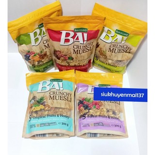 Ngũ Cốc Bakalland Muesli Granola 300gr, 5 loại, hsd:12/2024