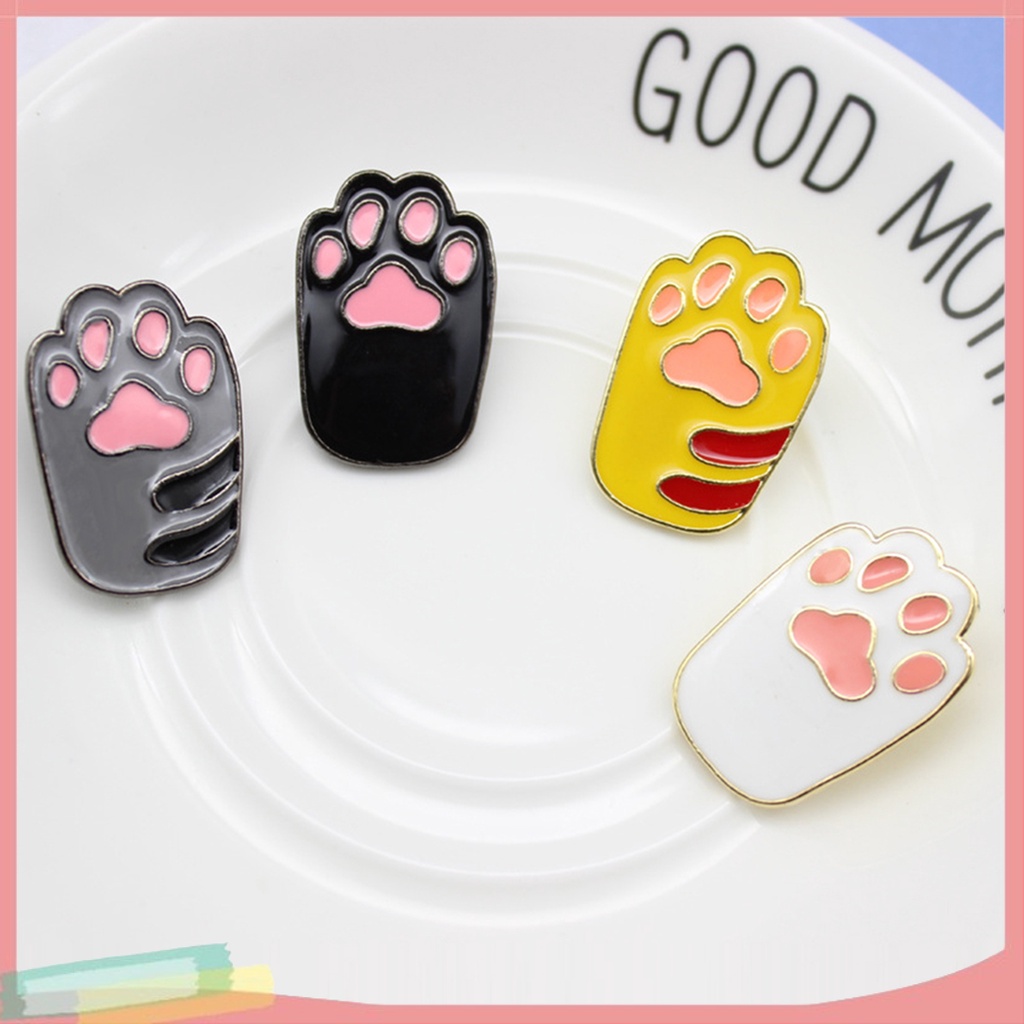 Ghim cài áo unisex hình bàn chân chó/mèo kiểu hoạt hình tráng men dễ thương trang trí làm quà tặng
