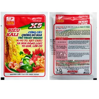 Phân bón hỗn hợp siêu kali  X5 siêu ra hoa, siêu đậu quả cho cây trồng gói 25g